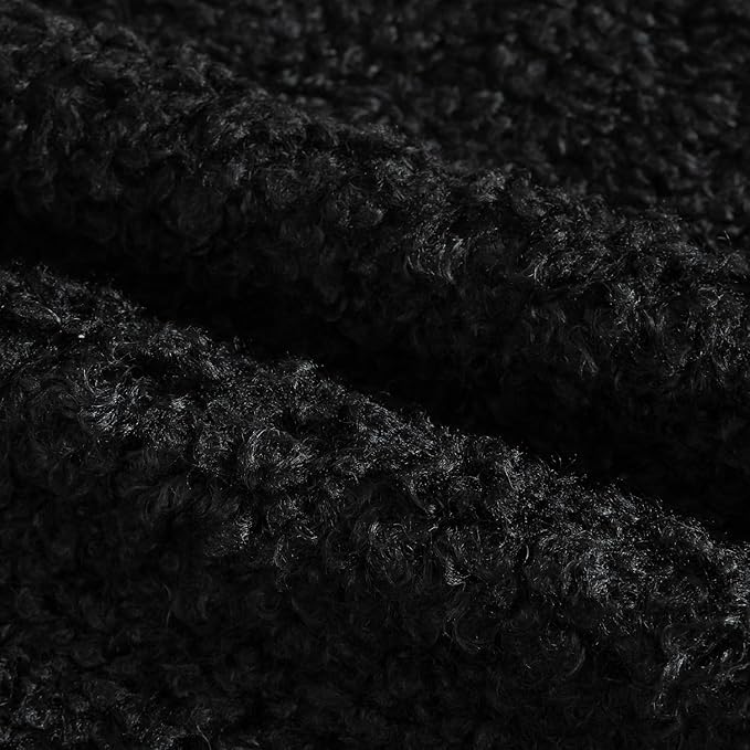 Yaertun Pack of 2 Faux Fur Throw Pillow Covers Decorative Sherpa Boucle Pillow Covers Fuzzy Soft Pillowcases Sheepskin Fleece Cushion Case for Couch Sofa Bed Living Room 26x26 Inch Black