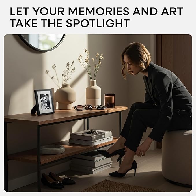 Homeforia 5x7 Picture Frame Black, High End Metal 5 x 7 Black Frames with Mat 4 x 6 for Art, 5x7 Desk Frame Matted to 4x6 inch Photo, 5 by 7 Wall or Tabletop Frames, Tempered Glass, Wall Kit, Set of 3