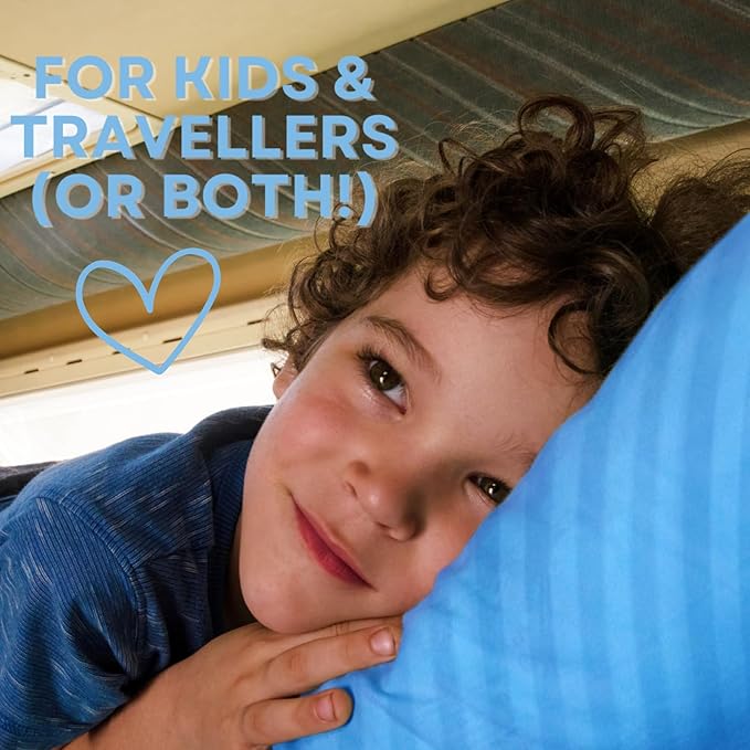kinder Fluff Children Pillows (2-Pack) 17x26in– 300T Soft Cotton & Down Alternative – Hypoallergenic, Machine Washable, Ideal for Kids Ages 12+, Bed & Travel Use– Blue- XL