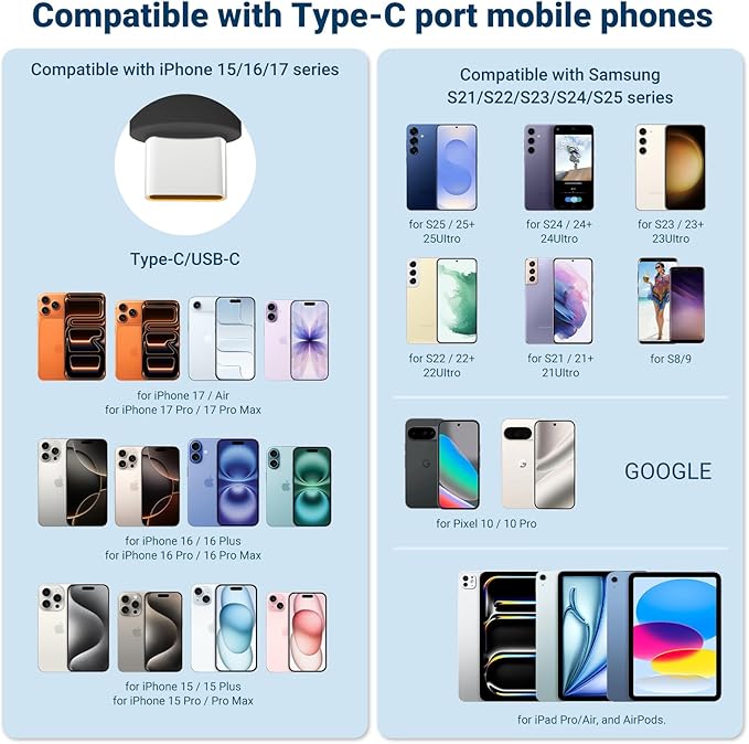 Portable Charger for iPhone 17/16/15 Series, 12000mAh Mini Power Bank with Built-in USB C Connector, 22.5W Fast Charging Battery Pack for Samsung Galaxy S25/S24/S23 Series, iPad etc (White)