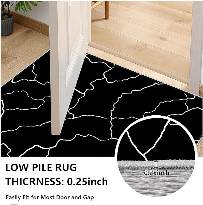 Abstract Rugs for Living Room - Modern Washable Area Rug, 4x6 Abstract Black and White Rug, Minimalist Rugs,Carpet Non Slip Home Decor