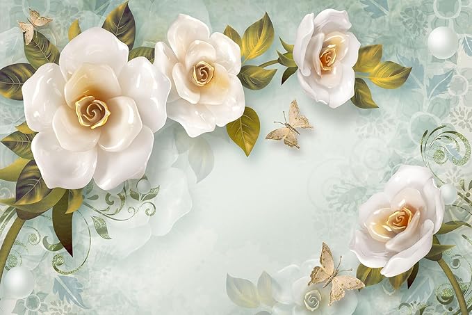 Modern Simple and Stylish Floral Wallpaper, Chinese Style Wall murals, Large Wall Background Decoration(Non-self-Adhesive)