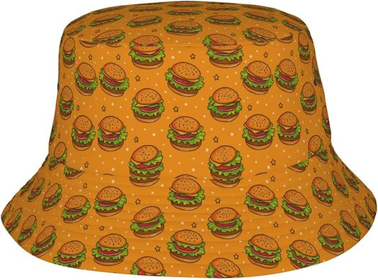 Yummy Hamburger Fisherman Hat Summer Foldable UV Protection Sun Hat