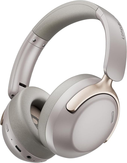 LORELEI Q30 Bluetooth Headphones Over Ear,60H Playtime & 3 EQ Music Modes,BT6.0 Headphones Wireless with Mic,Foldable Lightweight Headsets,HiFi Stereo Deep Bass for Home Travel iPad Tablet-Dunes Grey
