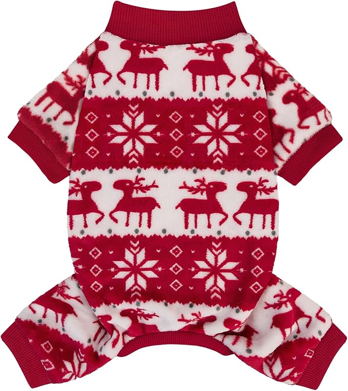 XPUDAC Christmas Dog Sweater Fleece Dog Pajamas for Small Medium Dogs Girl Boy Winter Puppy Clothes Holiday Puppy Onesie Cat Pjs Jammies, XL