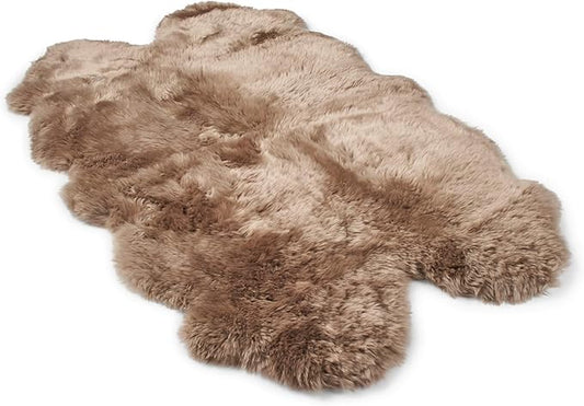 Real Sheepskin Rug 4x6 ft | Sheepskin Rugs for Living Room and Sofa | Large Bedside Rugs for Bedrooms is Breathable & Heat-regulating in Color Light Brown