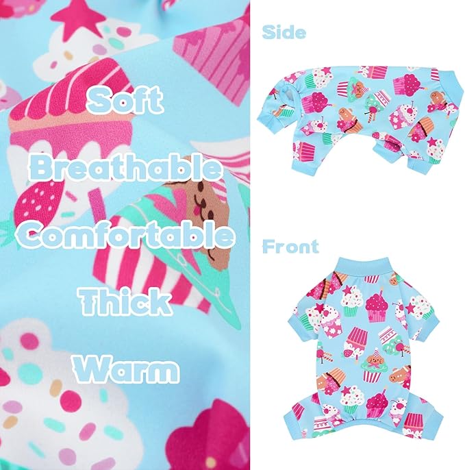 XPUDAC 4 Pack Dog Pajamas Cute Soft Dog Clothes for Small Medium Dogs Boy Girl Stretchy Pjs Jammies Outfit Puppy Onesies, Small