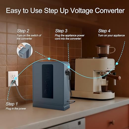 2000W Step Up Transformer 110v to 220v Converter, Heavy Duty Voltage Converter 110v to 220v with Dual Outlets, Overload Protection & Ultra-Quiet Design for Home Appliances, Grey Blue