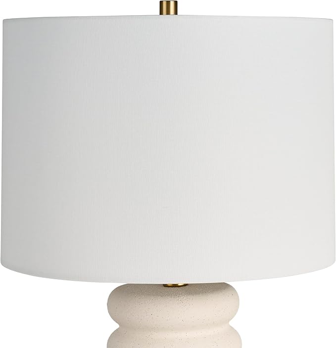 Nourison 28" White Textured Ceramic Ripple Table Lamp for Modern Living Room, Dining Room, Bedroom, Bedside, Reading