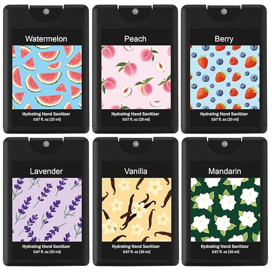 6 Pack Hand Sanitizer Spray Travel Size Scented Hand Sanitizer Spray Mini Hydrating Pocket Gifts for Spring Holiday Party Favor Coworker Staff Teacher