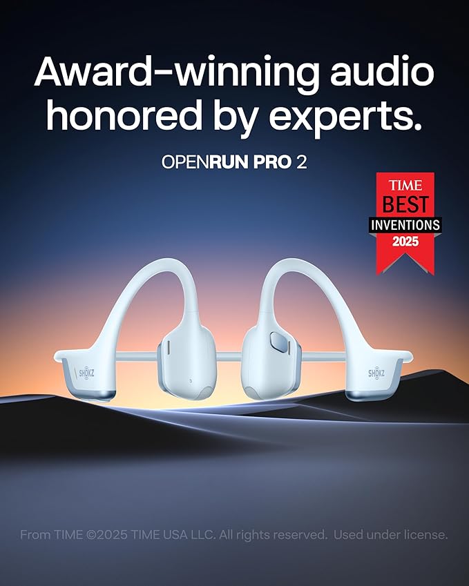SHOKZ New OpenRun Pro 2 Mini -Open-Ear, Bone Conduction Sport Headphones -with Reflective Strip -Sweat Resistant, Workout Headphones -Secure, Wireless, Comfortable Fit -Deep Bass and Smart Mic App