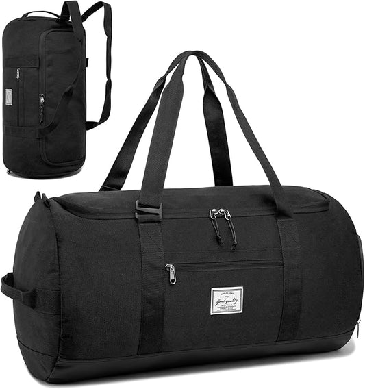 Lyweem 60L Duffle Bag for Men Travel Duffel Bag Large Size for Women Weekender Overnight with Shoes Compartment Multifunctional Gym Bags, Black