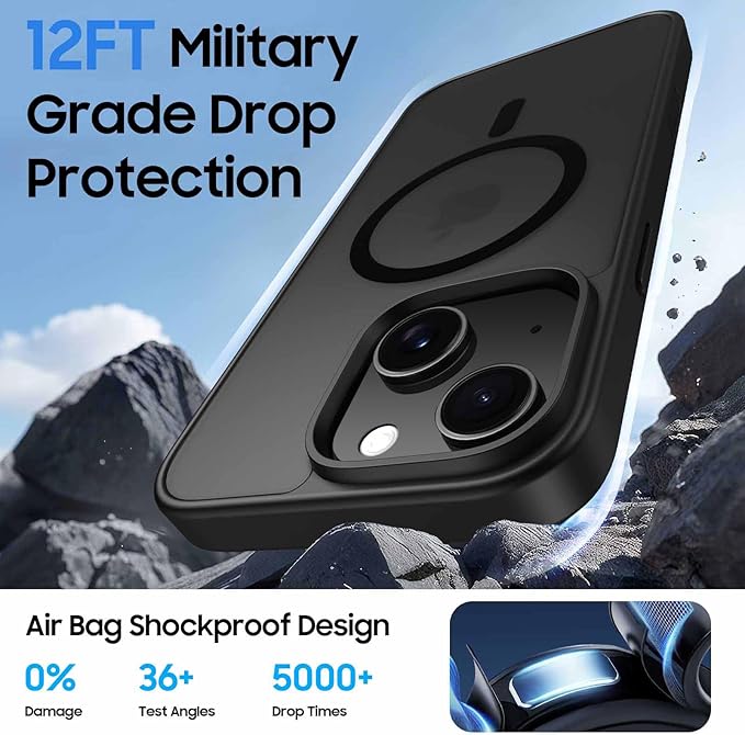 Ntwinro Magnetic for iPhone 15 Case (Compatible with MagSafe) with Detachable Wallet & Card Holder for 3 Cards [RFID Blocking] Military Grade Protective Slim Phone Cover, Black