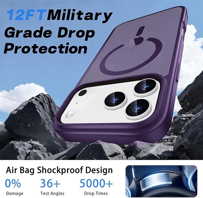 Ntwinro Magnetic for iPhone 17 Pro Max Case (Compatible with MagSafe) with Detachable Wallet & Card Holder for 3 Cards [RFID Blocking] Military Grade Protective Slim Phone Cover, Purple