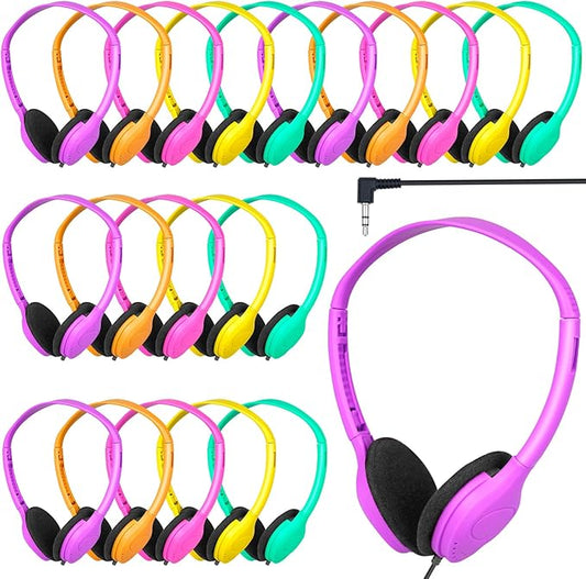 Bulk Headphones for Kids 10 Pack,Class Set of Headphones for School Classroom Students Teen Boys Girls Multi Color