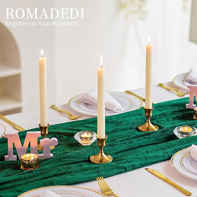 Romadedi Gold Candlestick Candle Holders for Taper, 6 PCS Gold Brass Color Candle Stick Candle Holder for Table Centerpiece, Wedding Reception, Festive Christmas Mantel Decoration or Home Decor