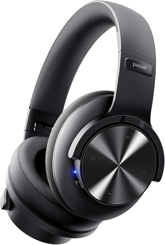 Picun B8 Bluetooth Headphones, 120H Playtime Headphone Wireless Bluetooth with 3 EQ Modes, Low Latency, Hands-Free Calls, Over Ear Headphones for Travel Home Office Cellphone PC Black