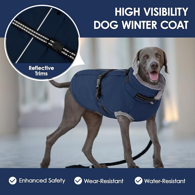 AOFITEE Small Dog Coat, Warm Dog Jacket Winter, Windproof Puppy Winter Coat with Harness & Zipper, Reflective Turtleneck Fleece Pet Sweater Snow Jacket Snowsuit for Schnauzer, Yorkshire Terrier, S