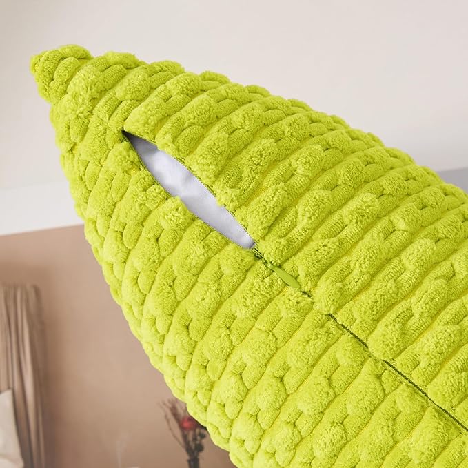 Kevin Textile Decorative Pillow Covers Set of 2 Striped Plush Corduroy Pillows Pillowcases Boho Home Decor Cushion Covers for Couch Sofa Bed Living Room 18x18 Inch, Christmas Green