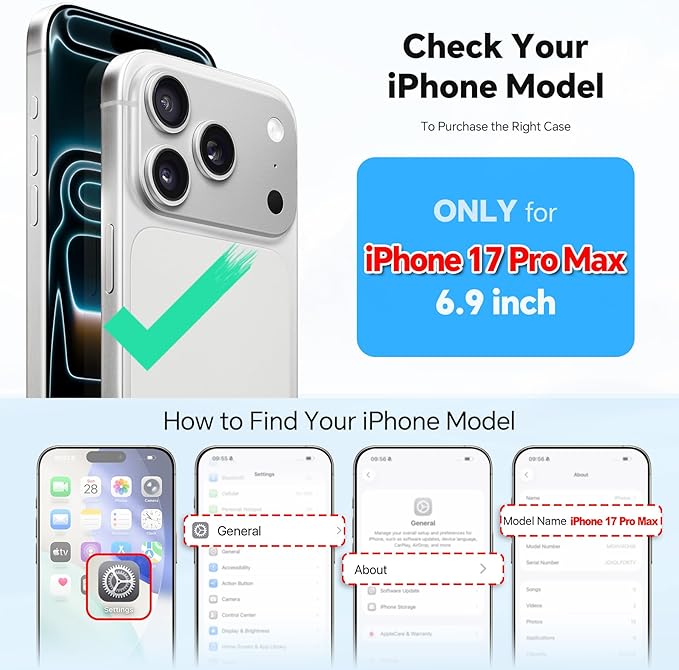 TUCCH Crossbody Detachable Wallet Case for iPhone 17 Pro Max 6.9", 10 Card Holders RFID Blocking, Wireless Charging, Stand, Wrist Strap, Lanyard, Zipper Pocket, PU Leather Shockproof Cover, Dark Blue