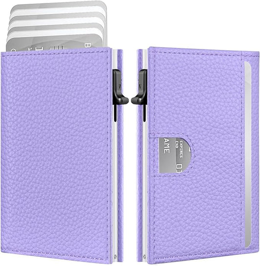Vast Scenery Women's Small Wallet - 2026 Trendy Lavender Purple, RFID Blocking Smart Metal Pop Up Card Holder, Ultra Slim Fits Most Bags & Pockets, Holds 11+ Cards 10+ Bills, Gift for Her