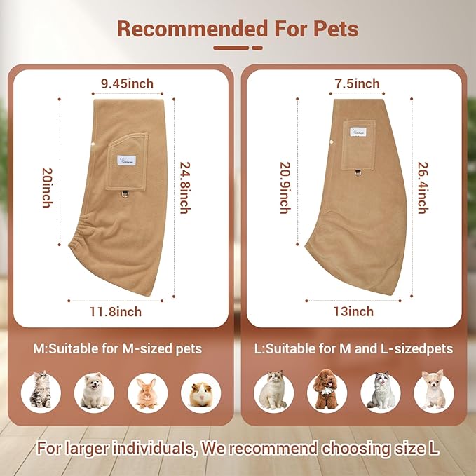 Yunpawpet Dog Carrier Sling,Indoor Comfort Adjustable Cat Sling Carrier,with Front Pocket and Seat Belt Dog Carriers for Small Dogs Machine Washable,Suitable for Family Outdoor Use (Medium, Khaki)