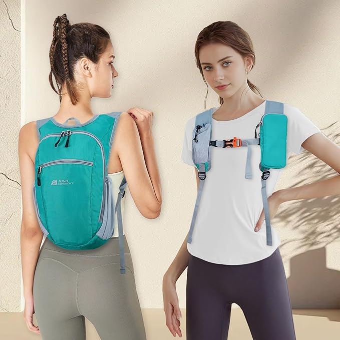HIGH EXPERIENCE Hiking Backpack 10L/15L Small Daypack Lightweight Packable Travel Foldable Water Resistan for Women Men (Lake Green, 15L)