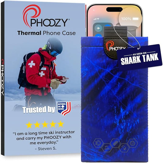 PHOOZY XP3 Ultra-Durable Thermal Phone Case for Extreme Cold | Insulated Phone Case Extends Battery Life 4X | Snowboard & Ski Gear | As Seen on Shark Tank | Medium - Blue