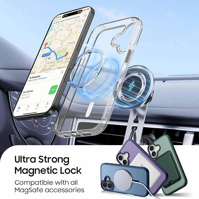 Ntwinro Magnetic for iPhone 17 Clear Case (Compatible with MagSafe) with Black Detachable Wallet & Card Holder for 3 Cards [RFID Blocking] Military Grade Protective Slim Phone Cover