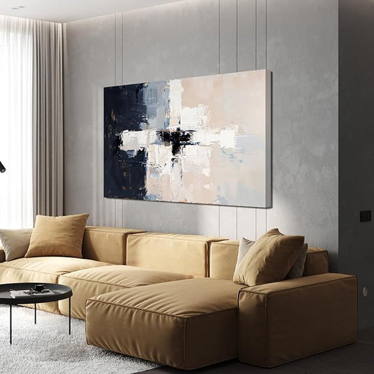 Abstract Wall Art Decor Modern Wall Art Pictures for Living Room Abstract Canvas Art Wall Decor Artwork for Walls Black and White Wall Art Decor White Wall Art Prints Home Office Decorations 32" X 48"