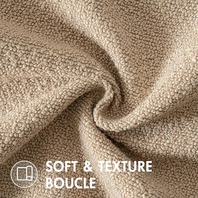 MIULEE 12x20 Inch Decorative Lumbar Throw Pillows for Bed Set of 2 Textured Boucle Neutral Winter Throw Pillow Covers Khaki Accent Solid Pillowcases Sofa Livingroom Home Decor