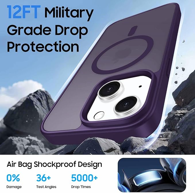 Ntwinro Magnetic for iPhone 15 Case (Compatible with MagSafe) with Detachable Wallet & Card Holder for 3 Cards [RFID Blocking] Military Grade Protective Slim Phone Cover, Purple