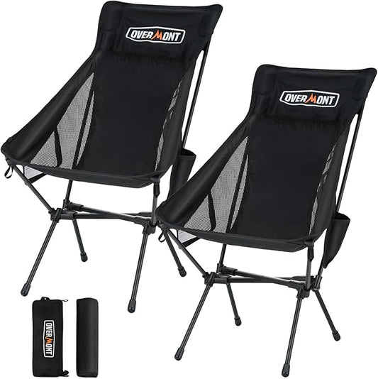 Overmont Oversized Camping Chair for Adults - 400lbs Support Heavy-Duty Padded Seat Outdoor Portable Folding Chair with Cooling Bag Cup Holder Carry Bag Comfortable for Sport Garden Beach Fishing Lawn