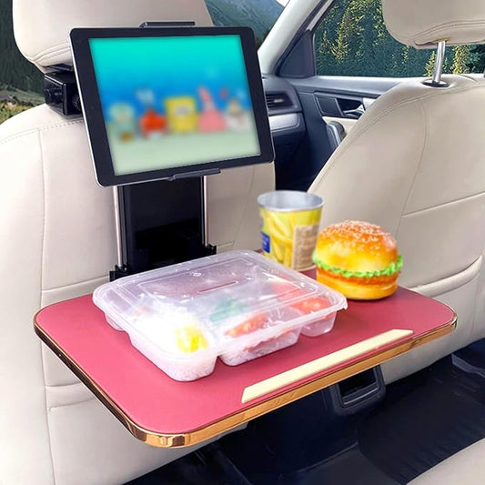 Small Car Travel Table Food Tray Multi Functional Car Backseat Tray Table,folding Car Desk for Laptop Passenger Seat Desk Car Laptop Holder for Working, Writing, Eating.(Wine red)