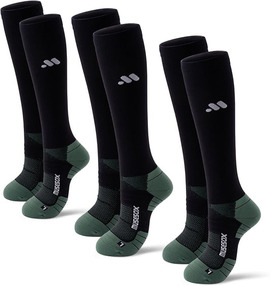 Compression Socks for Women and Men,Knee High 15-20mmHg Graduated Circulation Support(3 Pairs)for Nurses,Pregnant,Travel