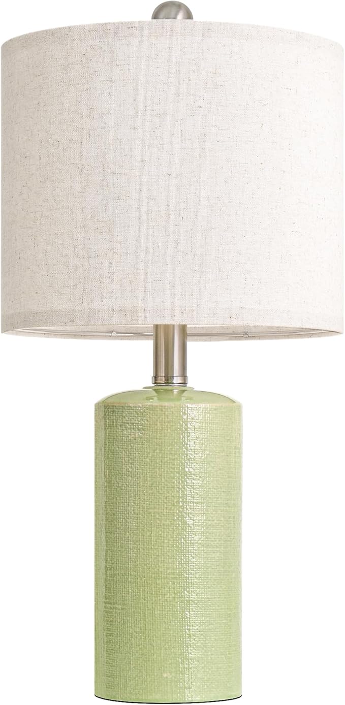 20.5" Small Table Lamps for Living Room Lamp Single Ceramic Lamps for Bedroom Bedside Lamps Modern Boho Lamps for Night Stands Farmhouse Nightstand Lamp Side End Table Lamp, Light Green