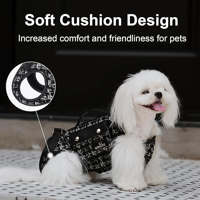 Wakytu Dog Lift Harness Dog Carrier Dog VES Harness Adjustable Dog Leash with Small Puppy Treat Bag（Black,XS）