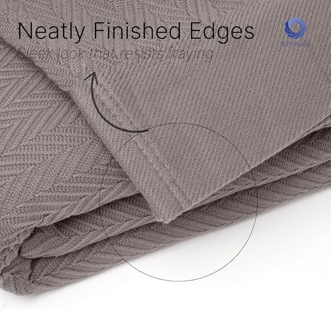 Luxury Cotton Blankets for King Bed - Blanket for Ultimate Comfort and Warmth, Herringbone Cozy Lightweight,Soft and Breathable Design Ideal for Cuddling for All Seasons Dark Grey