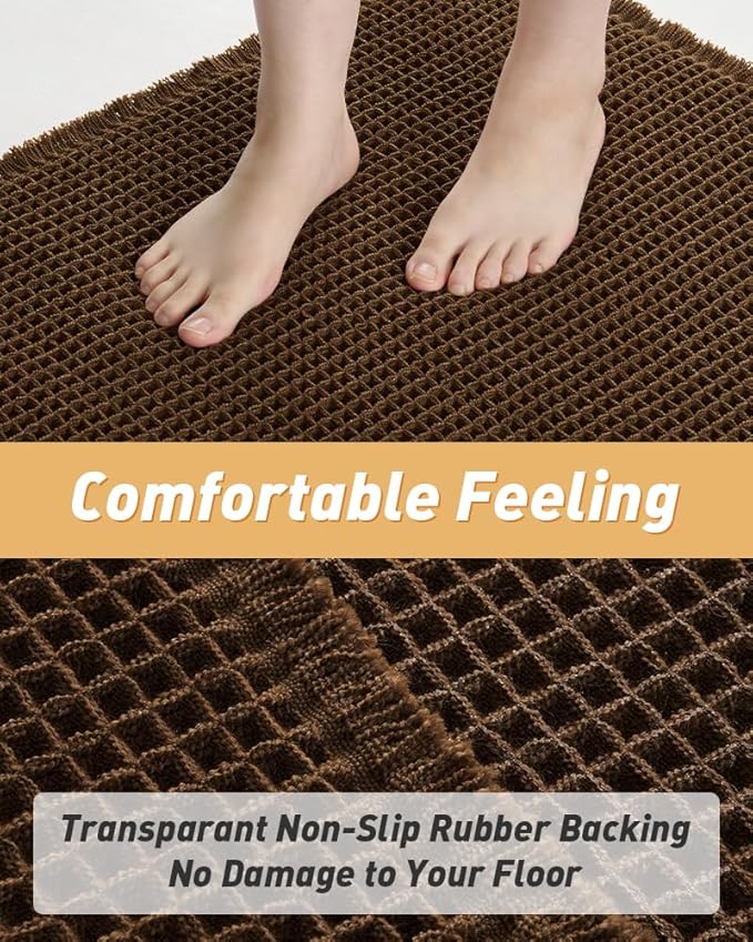 AMOAMI Upgraded Waffle Bath Mat, Super Absorbent Non Slip Bath Mats for Bathroom Floor, Machine Washable Bathroom Rugs with Tassels, Rubber Backed Bathroom Mats, Ultra Soft, 24" x 36",Terracotta