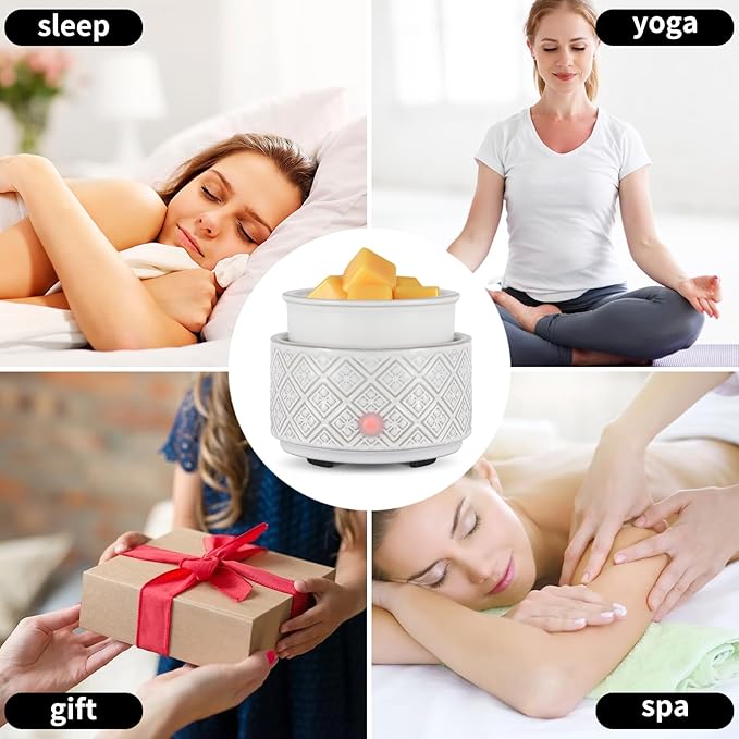 mocosa Wax Melt Warmer for Scented Wax,3-in-1Ceramic Wax Warmer Fragrances Candle Oils, Home Fragrance Burner,Electric Candle Warmer for Mom Women(White)