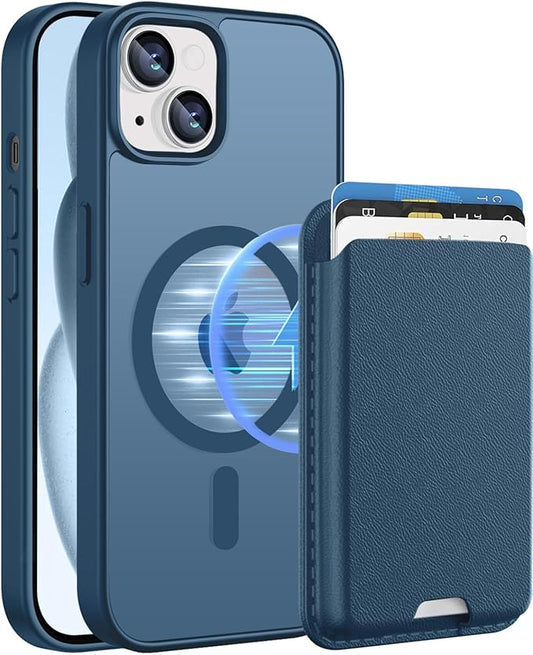 Ntwinro Magnetic for iPhone 15 Case (Compatible with MagSafe) with Detachable Wallet & Card Holder for 3 Cards [RFID Blocking] Military Grade Protective Slim Phone Cover, Deep Blue