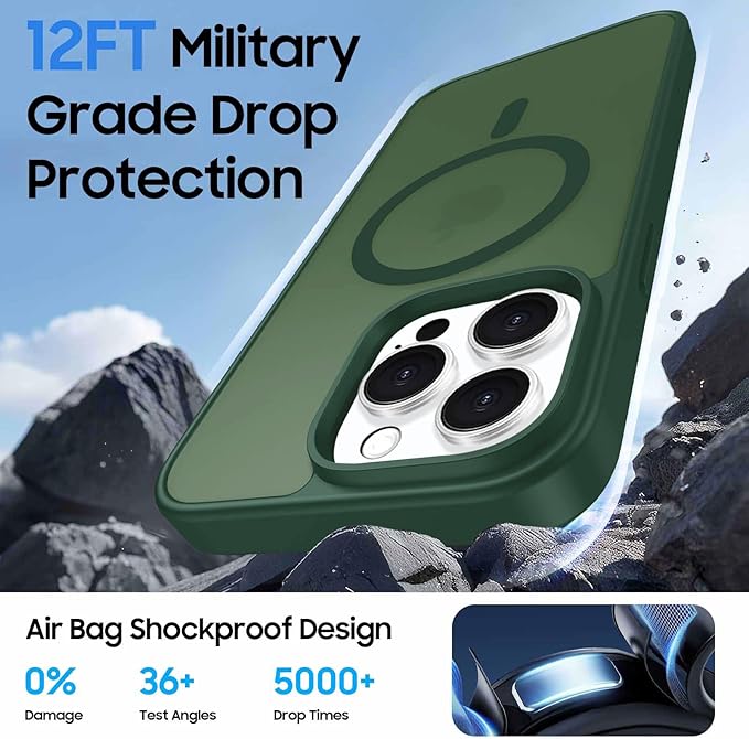 Ntwinro Magnetic for iPhone 16 Pro Max Case (Compatible with MagSafe) with Detachable Wallet & Card Holder for 3 Cards [RFID Blocking] Military Grade Protective Slim Phone Cover, Green