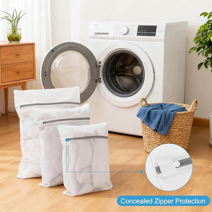 Shoe Washing Machine Bag - Laundry Shoe Bag (2-Pack) Includes 3 Laundry Bags, Reusable, Washer & Dryer Safe, 360° Deep Cleaning for All Shoe Types, Self-Locking Zipper(Orange)