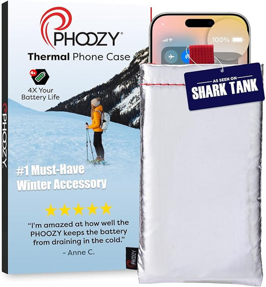 PHOOZY Apollo Thermal Phone Case | Insulated Phone Pouch Extends Battery Life 3X in Freezing Weather | Cold Resistant Drop Protection | Military Grade Water Resistant | Large | Silver
