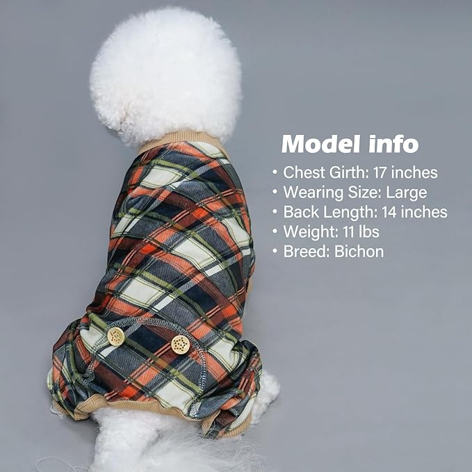 KYEESE Dog Pajamas Large Sized Dog Stretchy Onesie Lightweight Pjs Soft Coat Comfy Pet Clothes Velvet Jammies, Khaki, XXX-Large