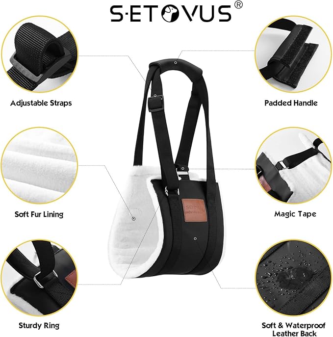S-ETOVUS Dog Sling for Back Legs, Dog Lift Harness, Magic Tape Dog Sling for Large Dogs Hind Leg Support, Elderly Dog Lifter, Help Canie Hip Arthritis K9 Cruciate Ligament Rehabilitation (Large)