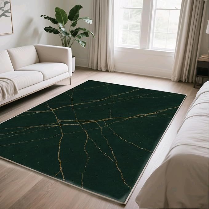 Luxury Marble Rug - 8x10 Area Rugs, Abstract Marble Living Room Area Rugs, Modern Art Bedroom Rug, Washable & Non Slip Large Carpet Home Decor