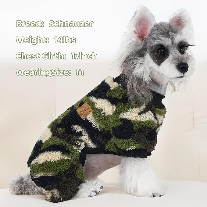 XPUDAC Dog Sweater, Dog Winter Clothes for Small Medium Dogs Girl Boy Fleece Doggy Pajamas for Winter Christmas, Camouflage, Large