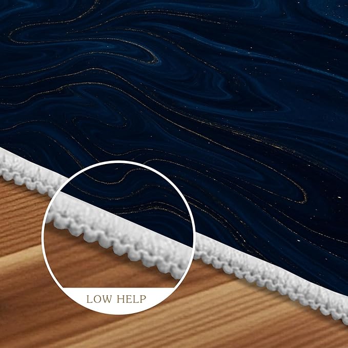 Luxury Marble Rug - 2x4 Rug, Navy Blue Marble Hallway Rugs, Modern Abstract Runner Rugs, Washable & Non Slip Small Carpet Home Decor