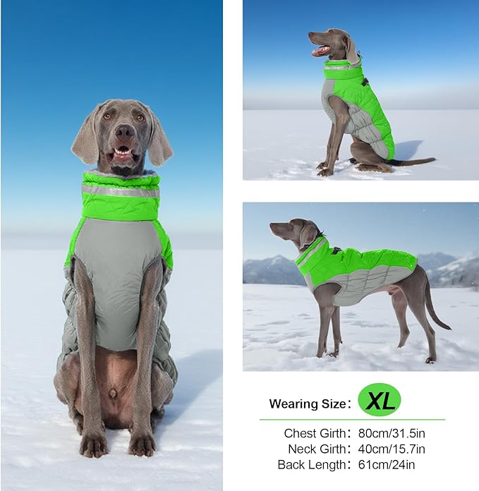 OUOBOB Warm Dog Coats for Medium Dogs, Waterproof Dog Jacket with Harness Built in, Zipper Clousure, Fleece Lining for Cold Weather Outdoor Walks, Snowsuit for Schnauzer, Boston Terrier, Pug - M